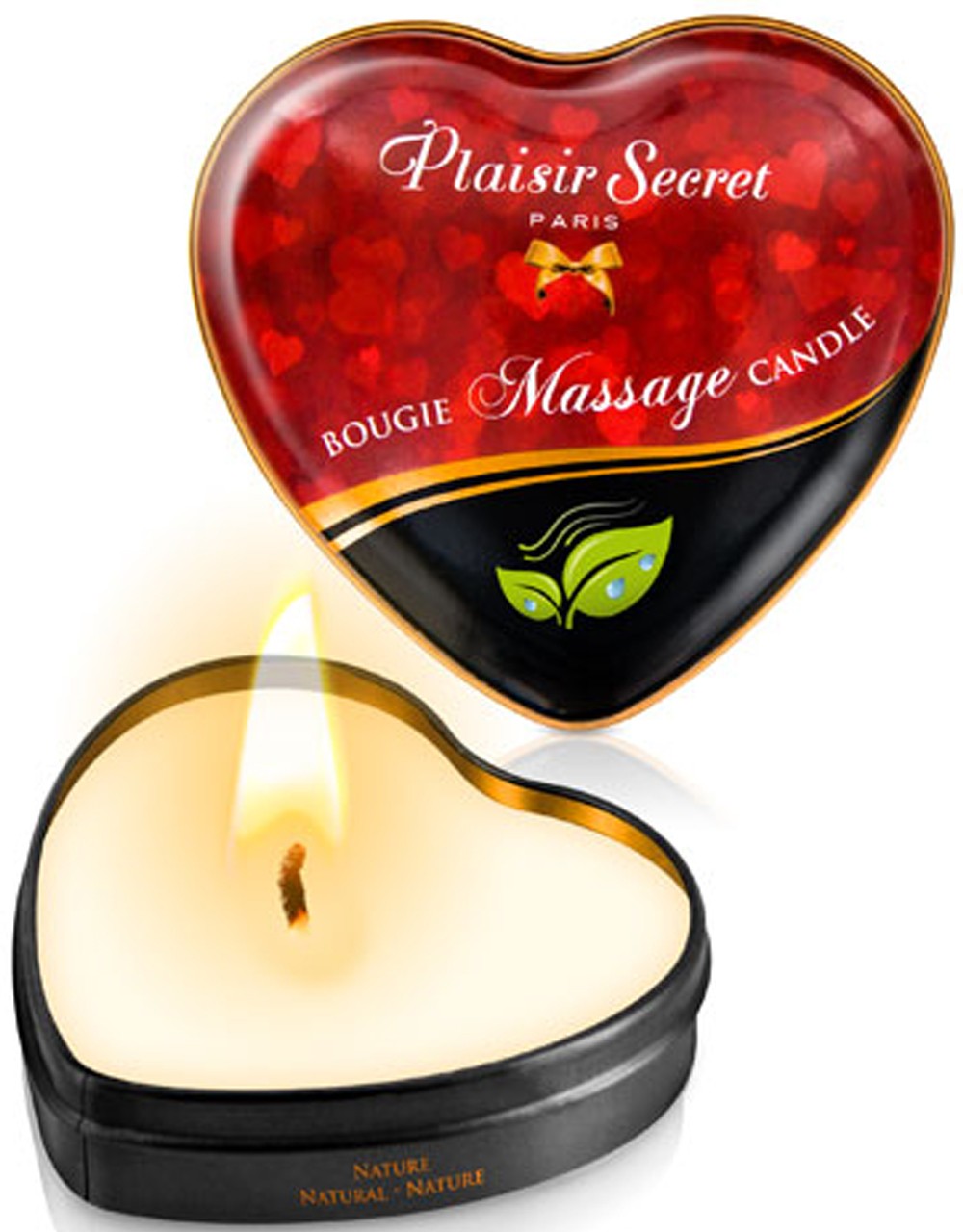 Mini bougie de massage naturelle boîte coeur 35ml de chez PLAISIR SECRET