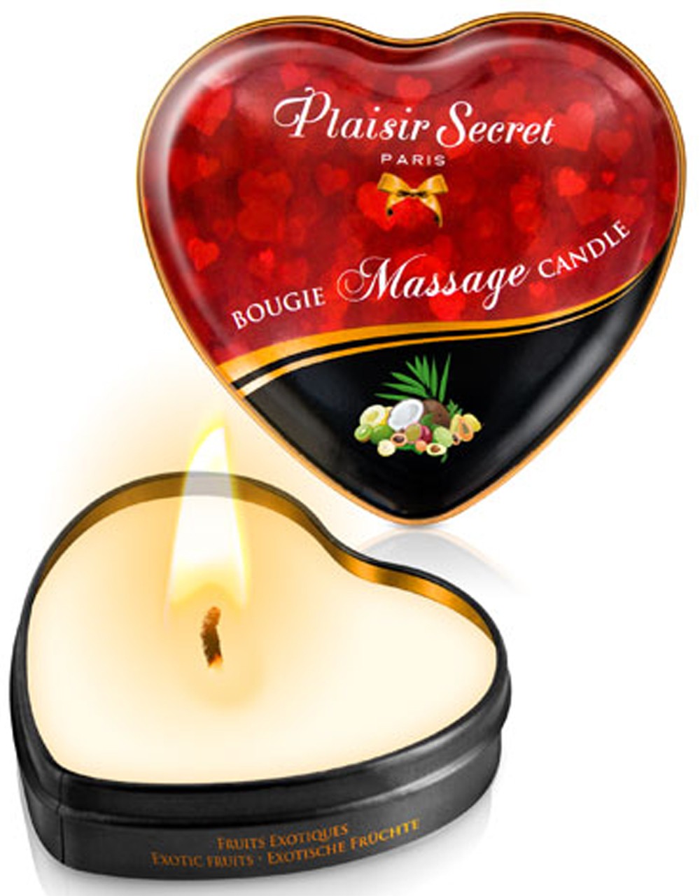 Mini bougie de massage naturelle boîte coeur 35ml de chez PLAISIR SECRET