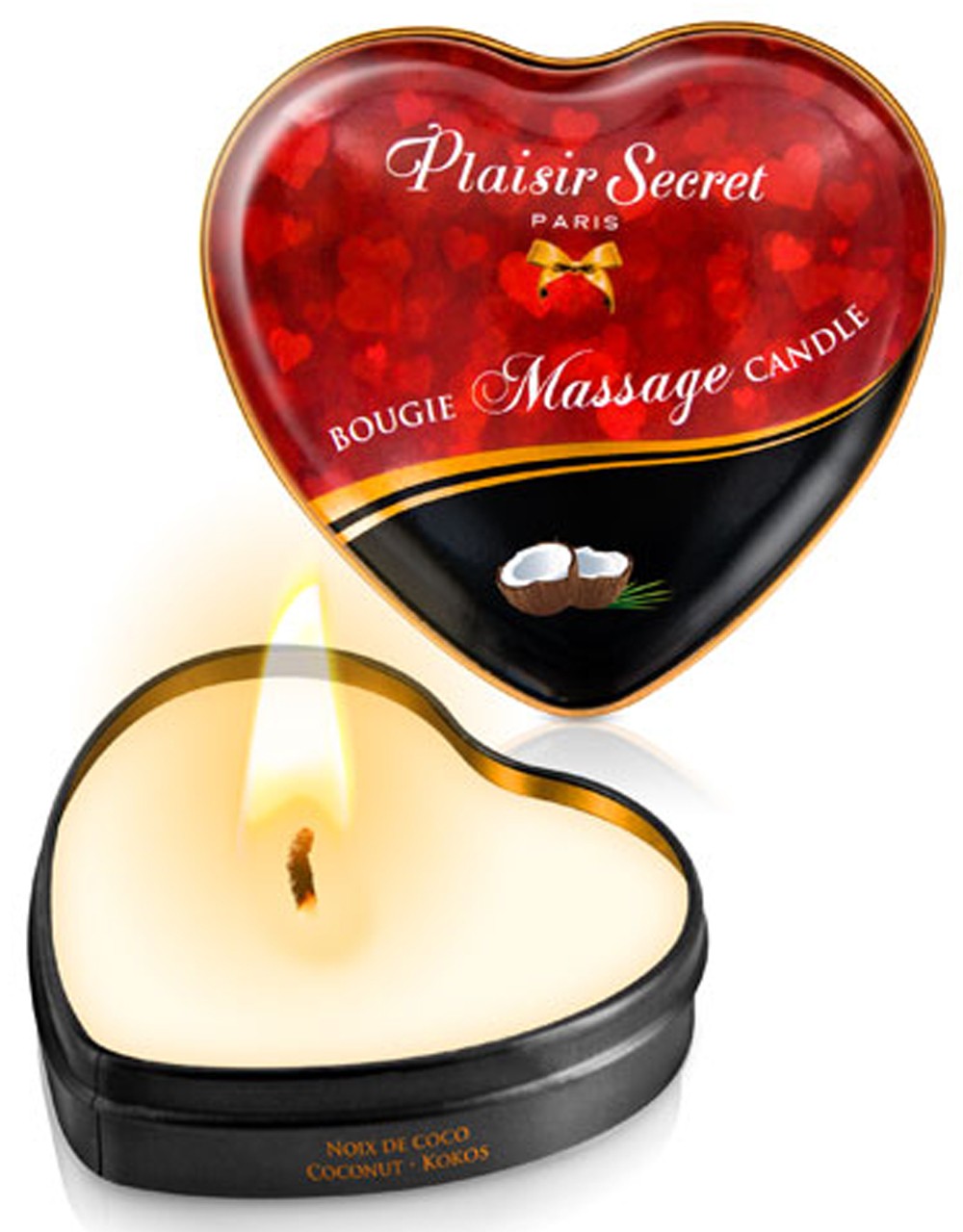 Mini bougie de massage naturelle boîte coeur 35ml de chez PLAISIR SECRET