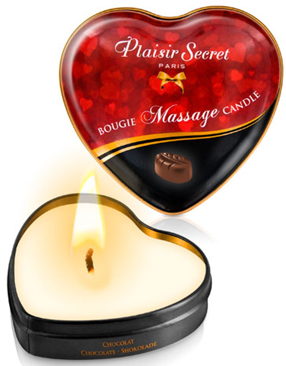 Mini bougie de massage naturelle boîte coeur 35ml de chez PLAISIR SECRET