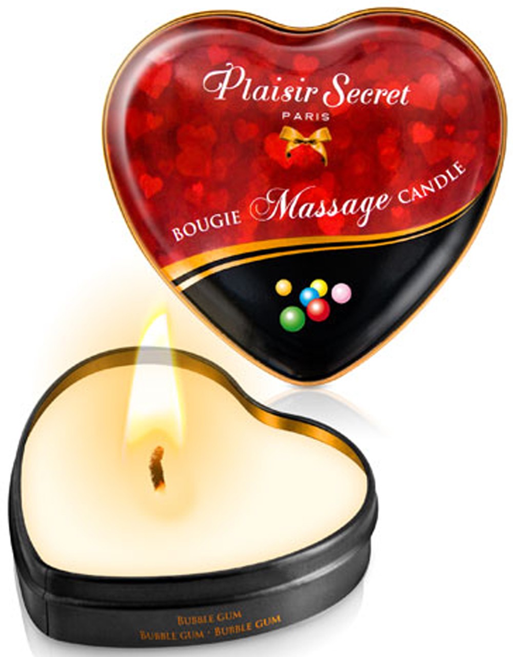 Mini bougie de massage naturelle boîte coeur 35ml de chez PLAISIR SECRET