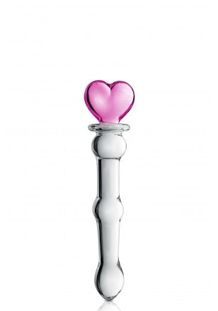 Gode ou plug boules et coeur en Verre transparent 20cm de chez GLOSSY TOYS ( PL23 )