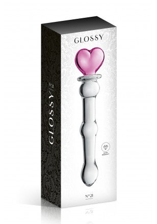 Gode ou plug boules et coeur en Verre transparent 20cm de chez GLOSSY TOYS ( PL23 )