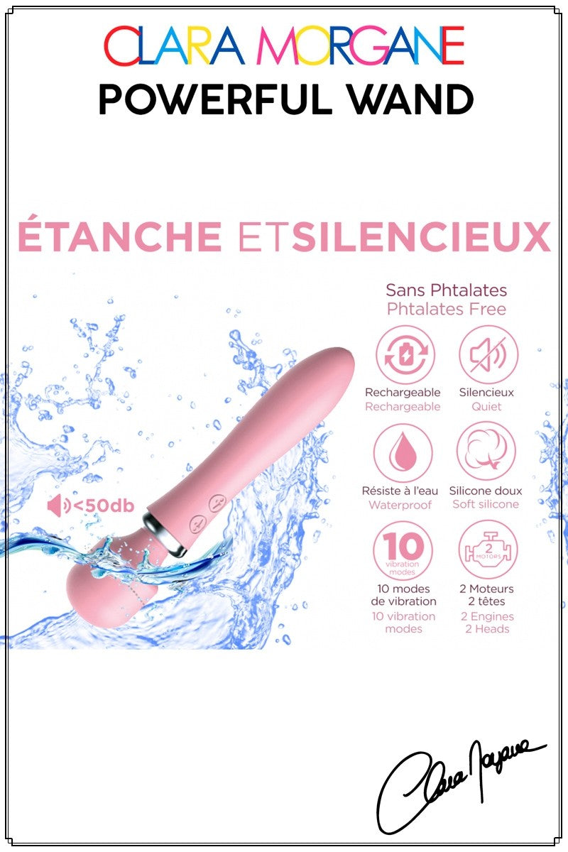 Powerful Wand Vibro Rose USB de chez CLARA MORGANE SEXTOYS