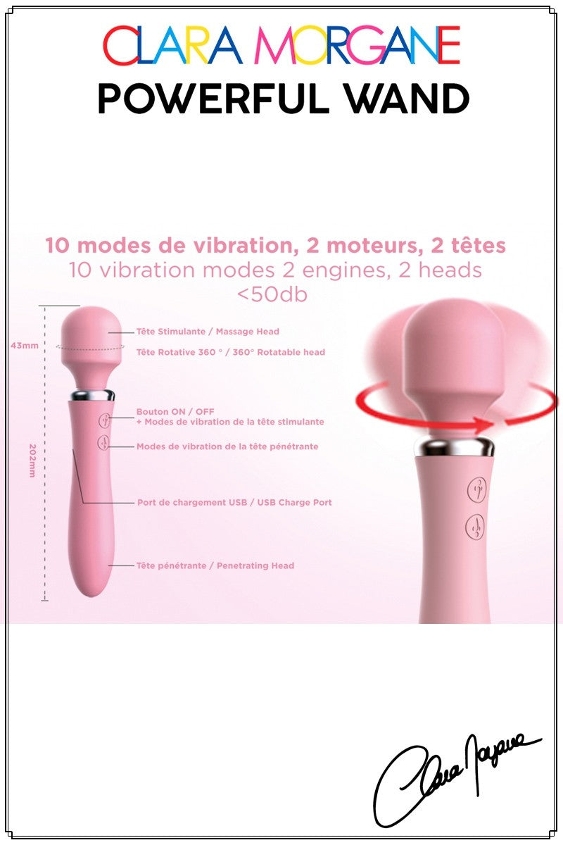 Powerful Wand Vibro Rose USB de chez CLARA MORGANE SEXTOYS